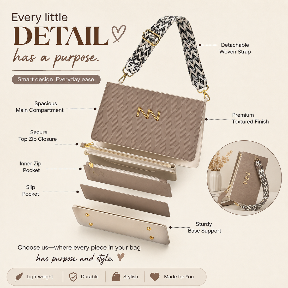 Nova Textured Sling Bag