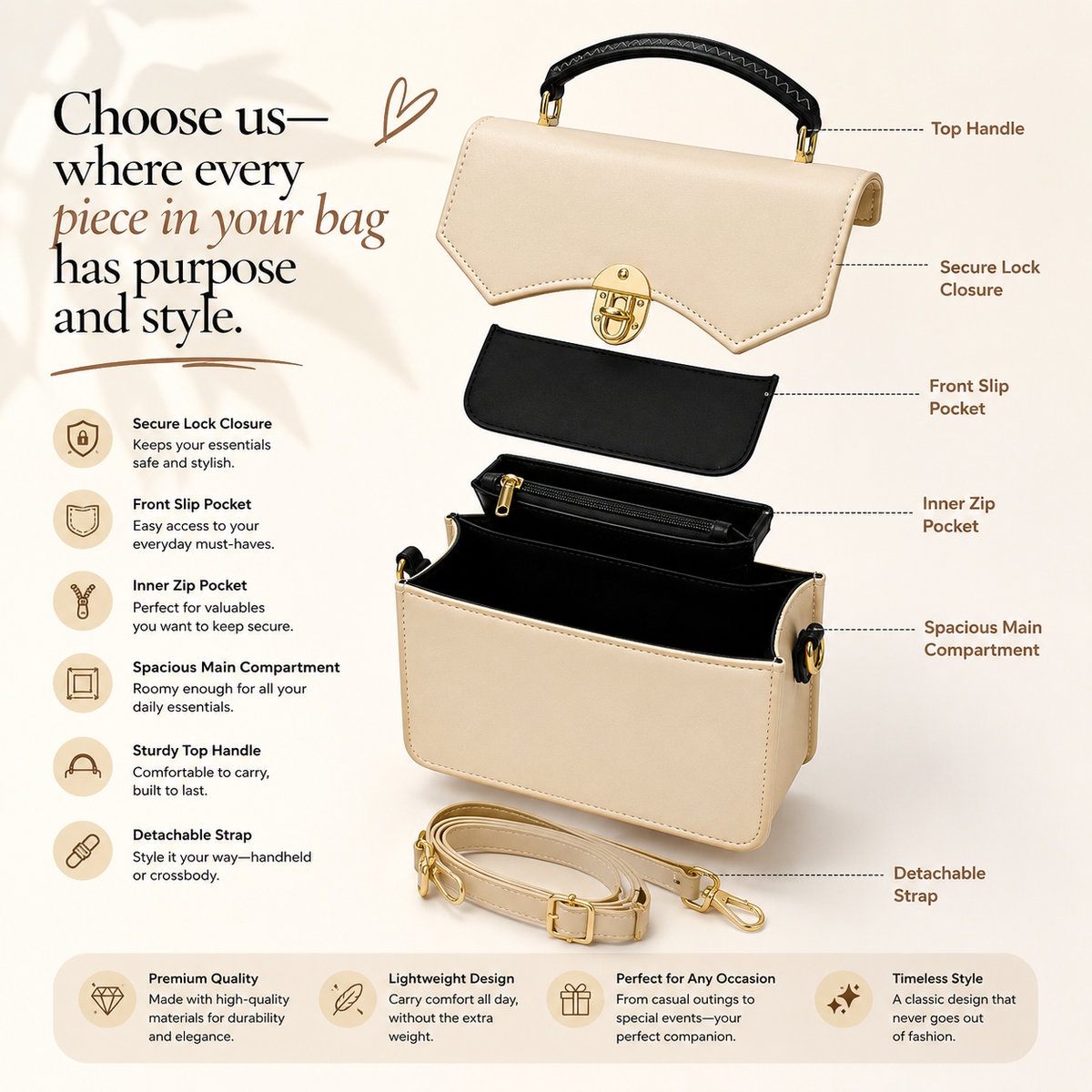 Monaco Contrast Handbag