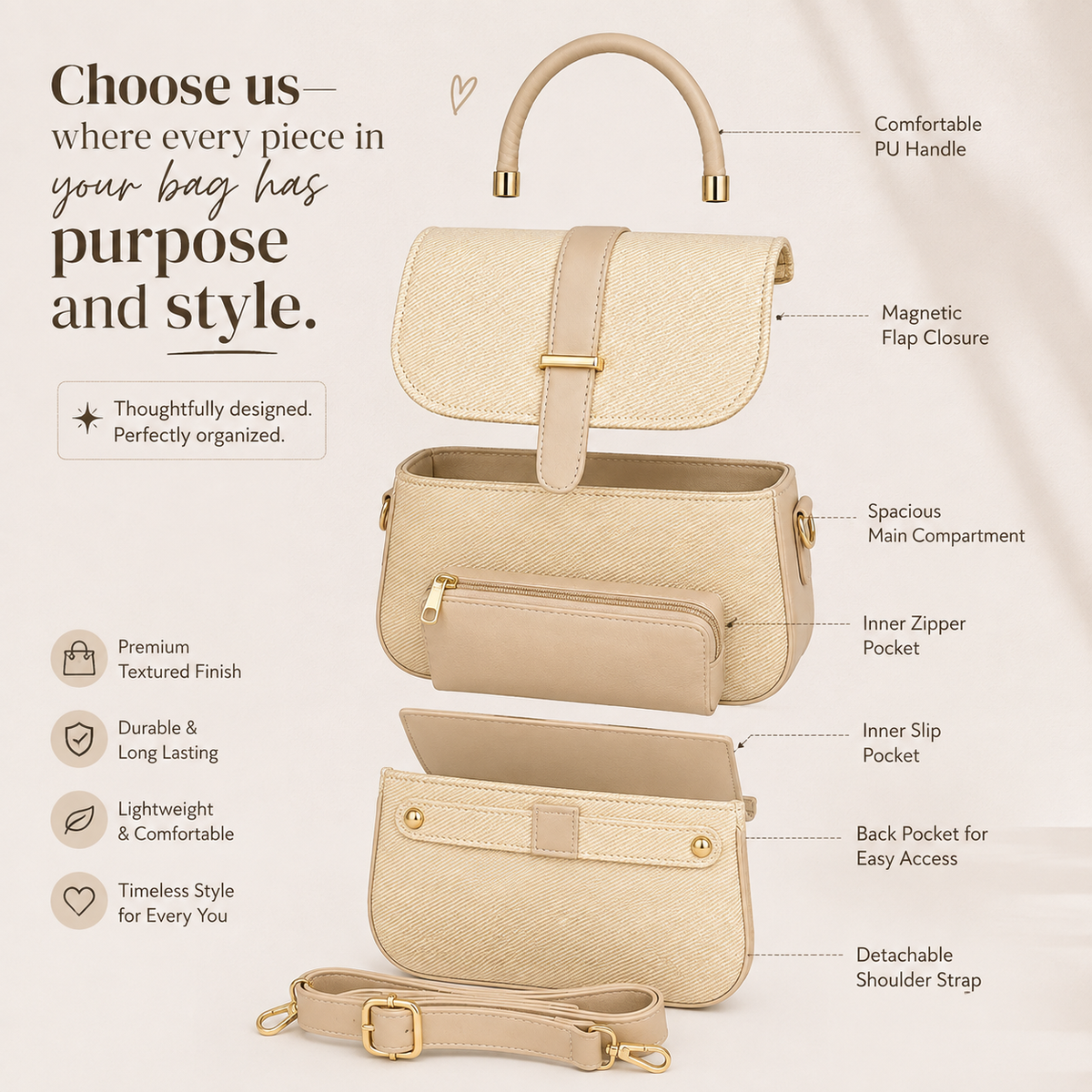 Luna Ivory Handbag