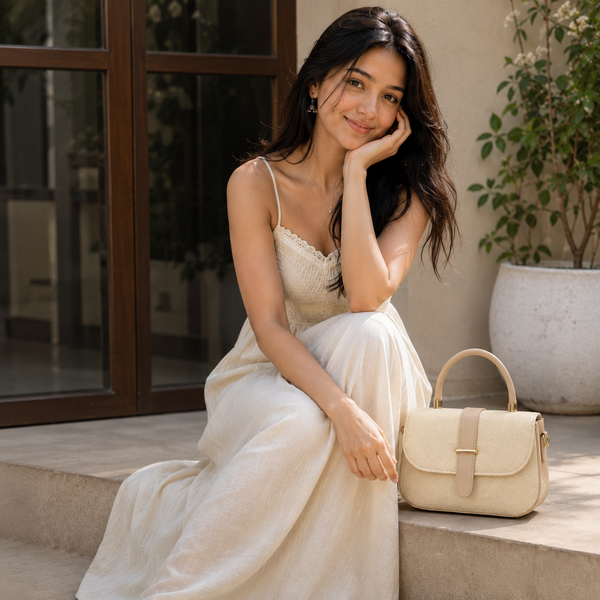 Luna Ivory Handbag
