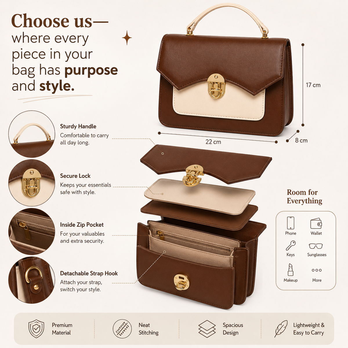 Mocha Charm Handbag