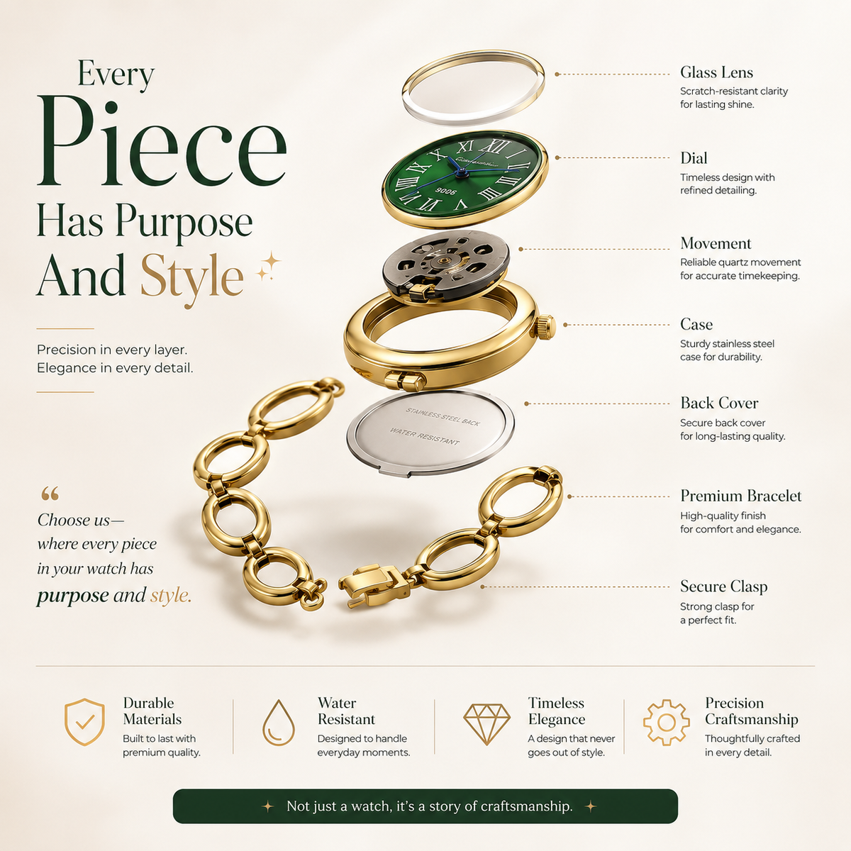 Emerald Charm Watch